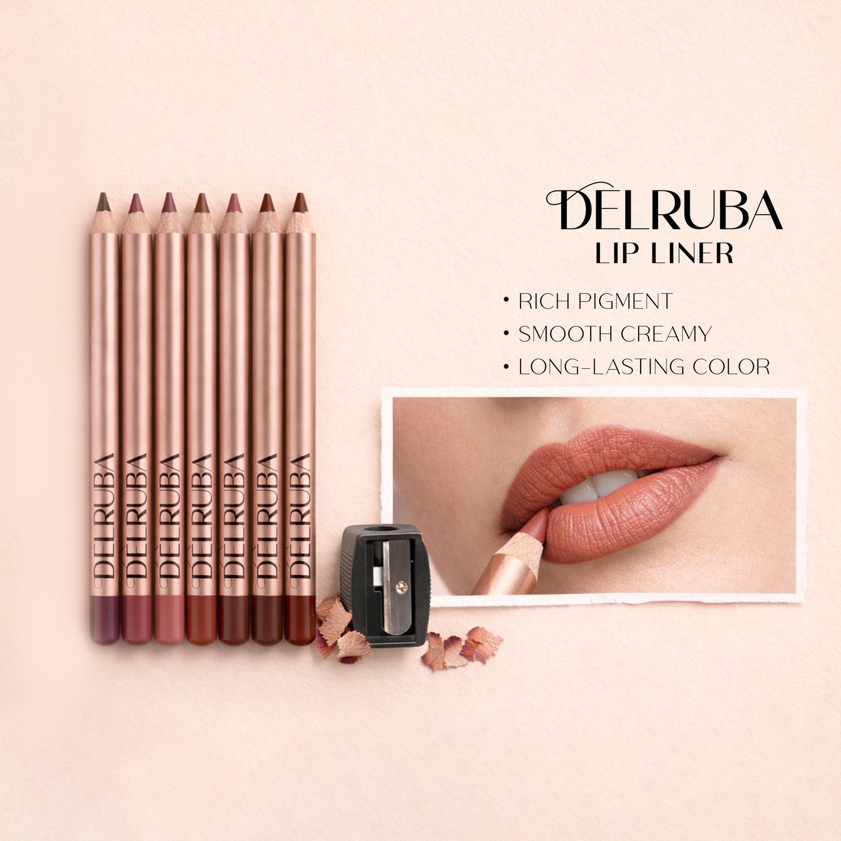Delruba Creamy Lip Liner – Long-Lasting, Waterproof & Vegan Lip Pencil