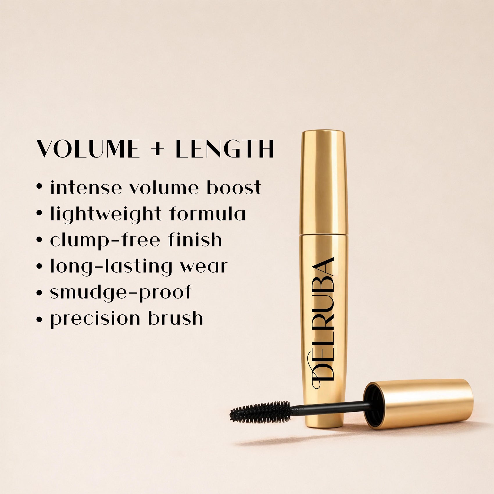 Delruba Lash Boost Mascara Volumising, Lengthening & Waterproof Mascara