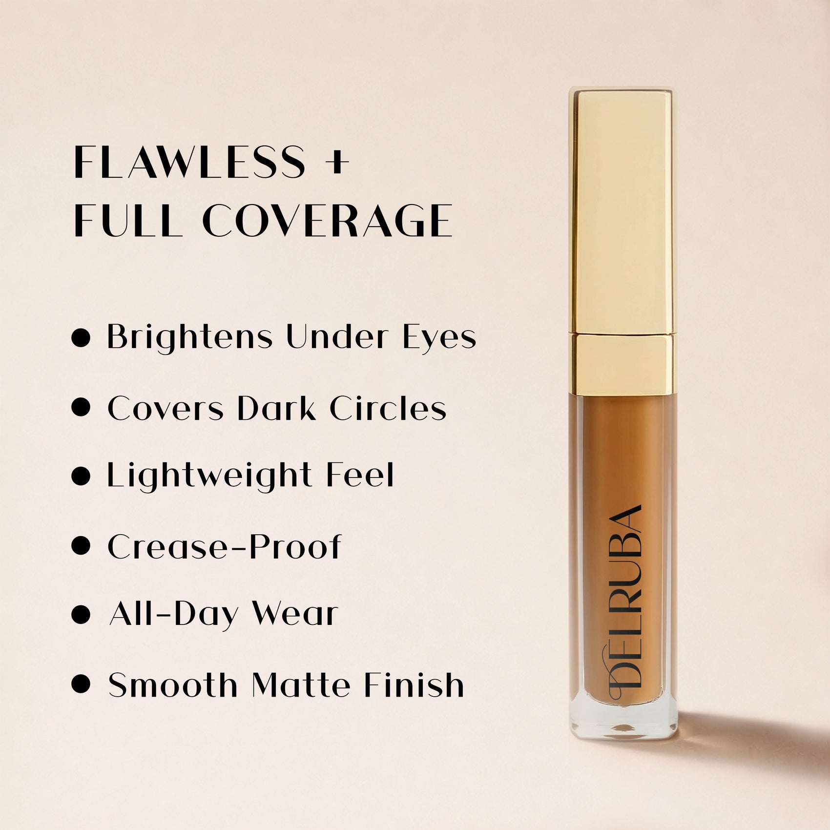 Delruba Skin Silk Concealer – Creaseless, Hydrating & Vegan Full Coverage Concealer