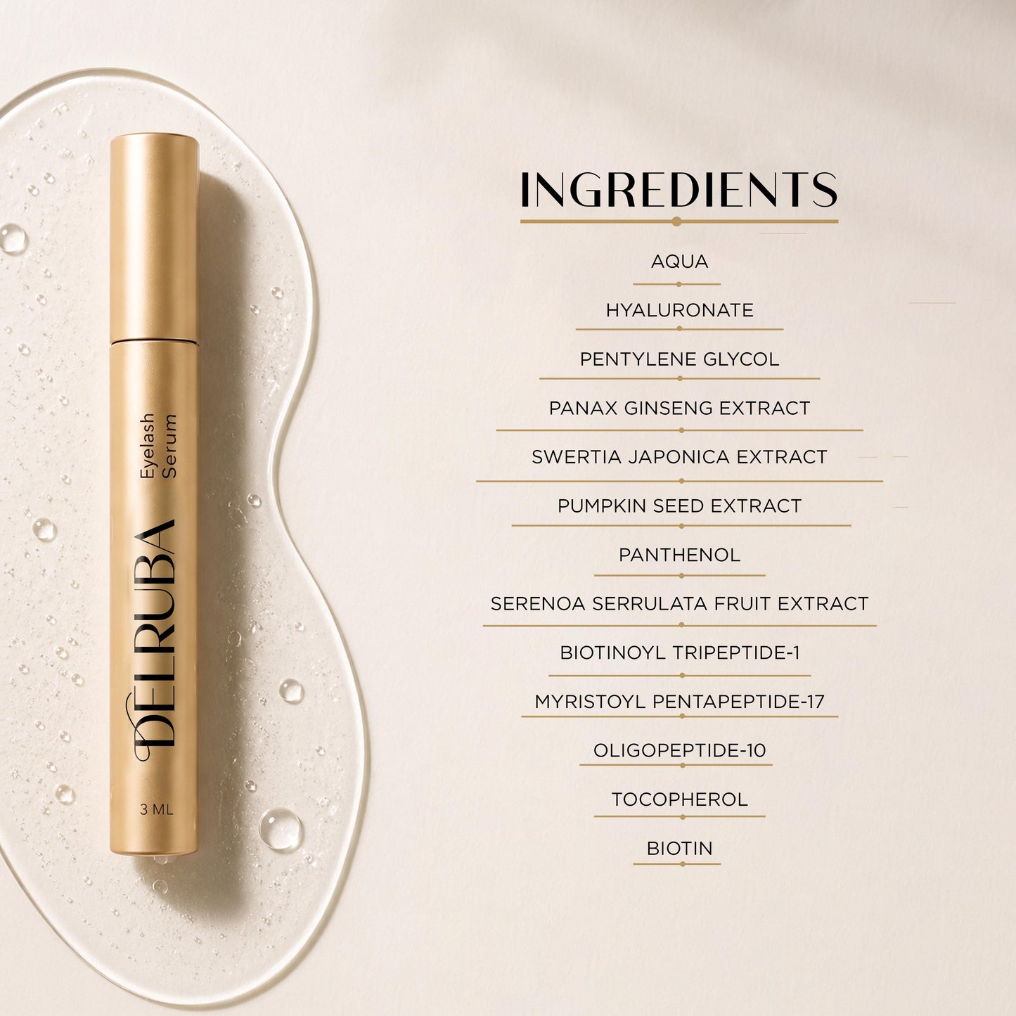 Delruba Eyelash Growth Serum – Lengthening, Thickening & Strengthening Lash Serum