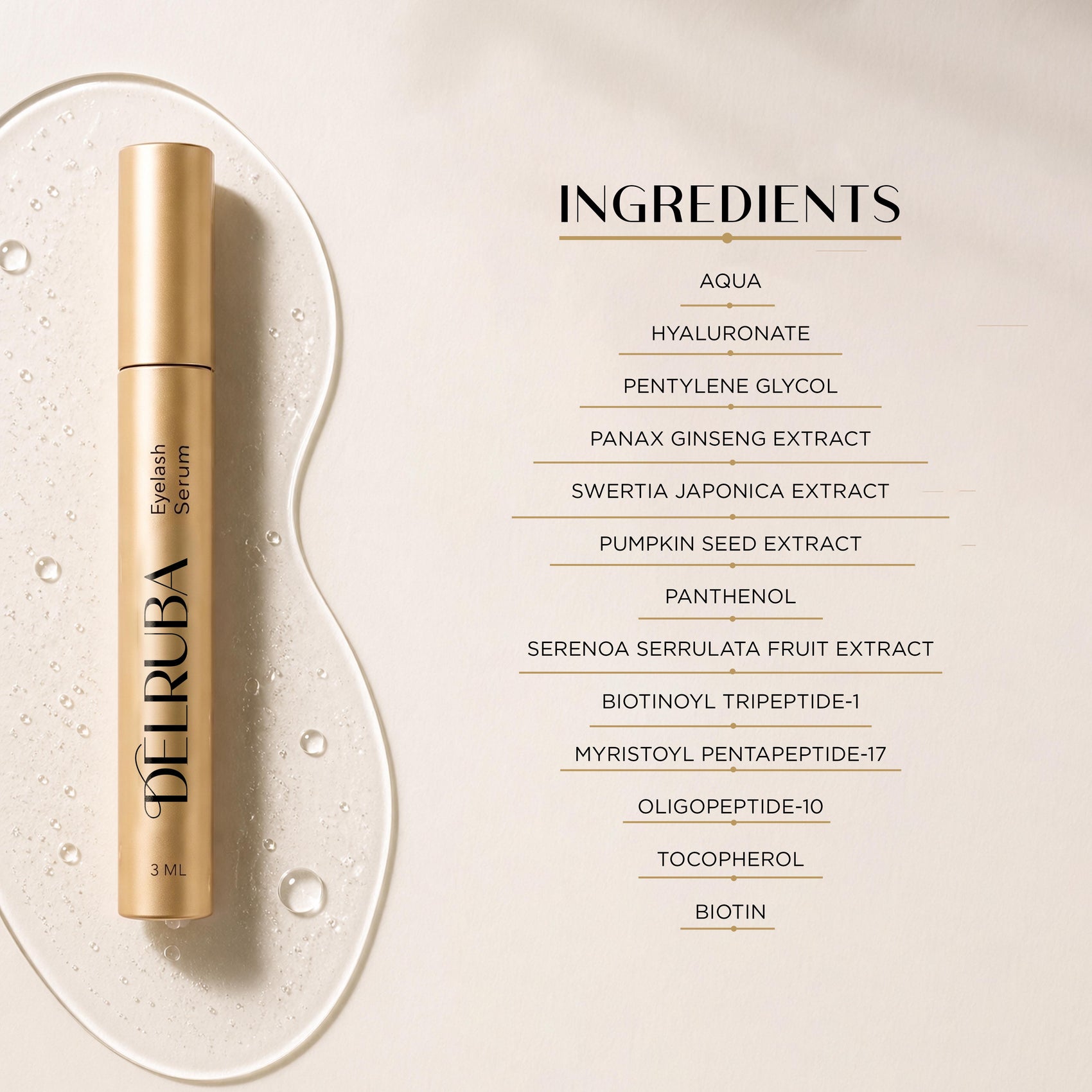 Delruba Eyelash Growth Serum – Lengthening, Thickening & Strengthening Lash Serum