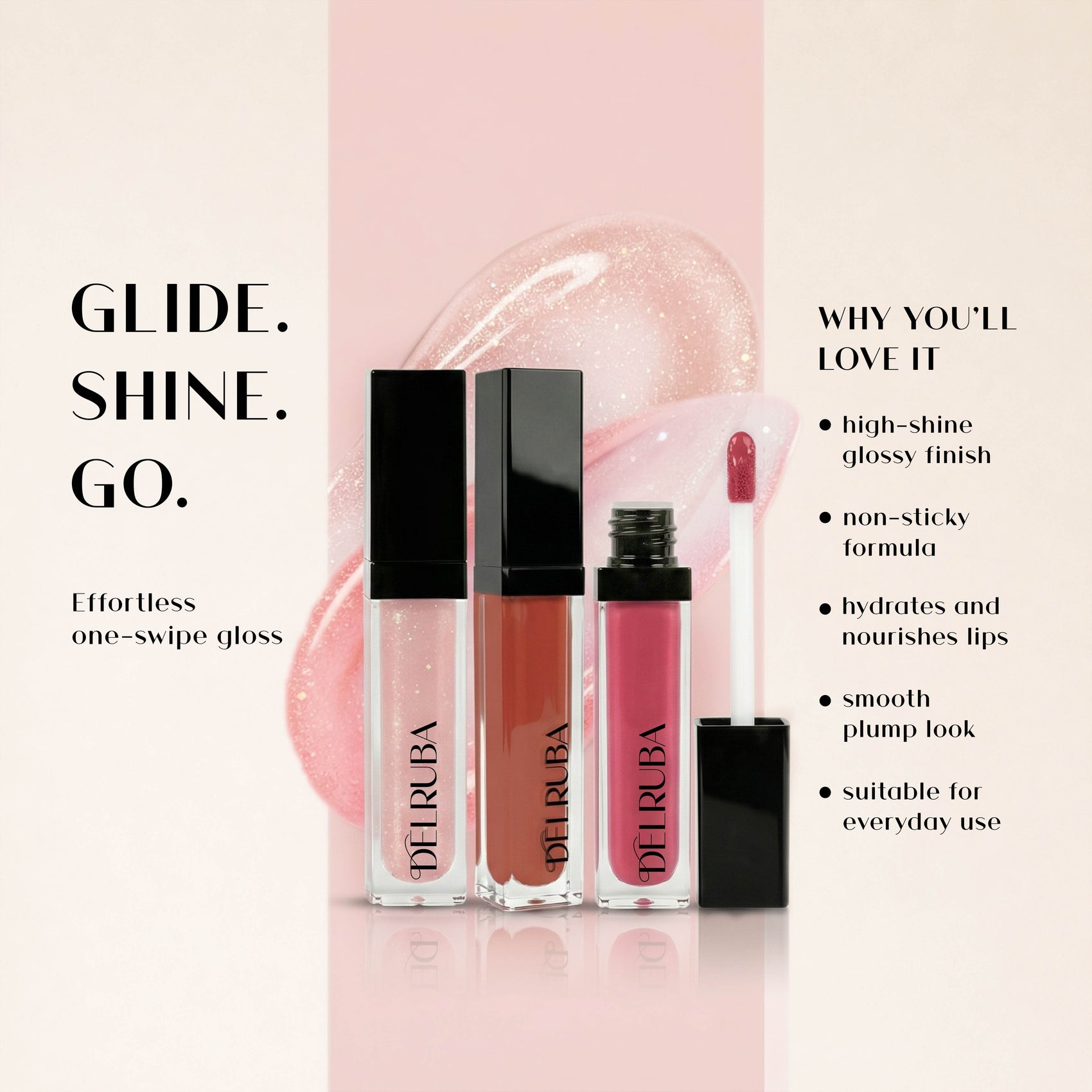 Delruba LED LuxeLight Lip Gloss – High-Shine, Waterproof & Vegan Lip Gloss