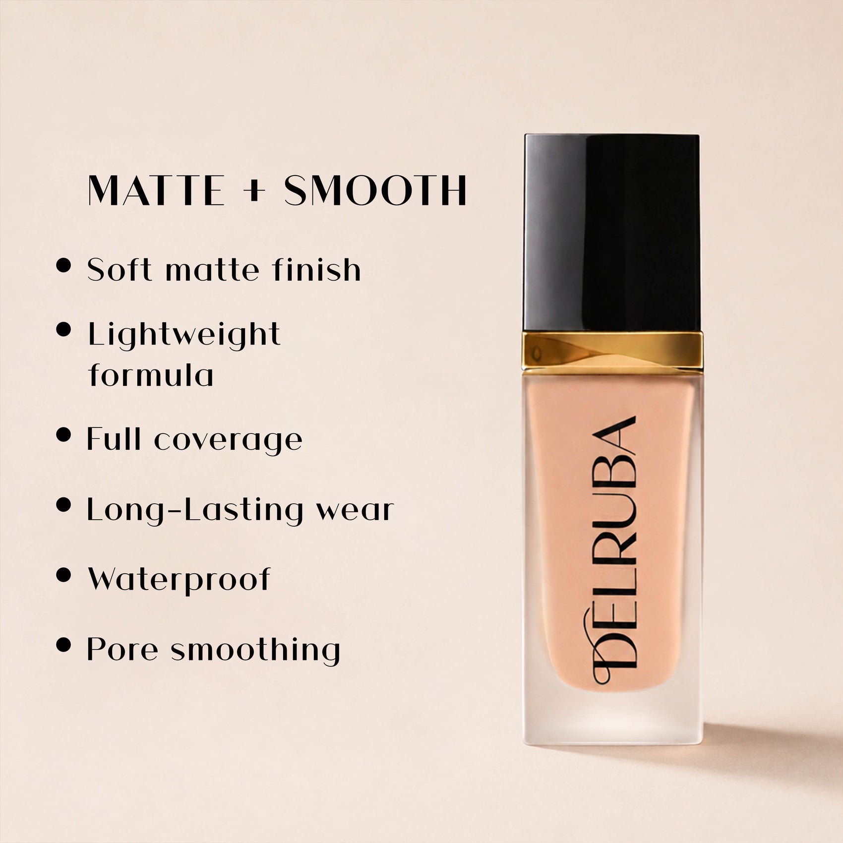 Delruba Perfect Matte Base Foundation – Long-Lasting, Full Coverage & Waterproof Foundation SPF15