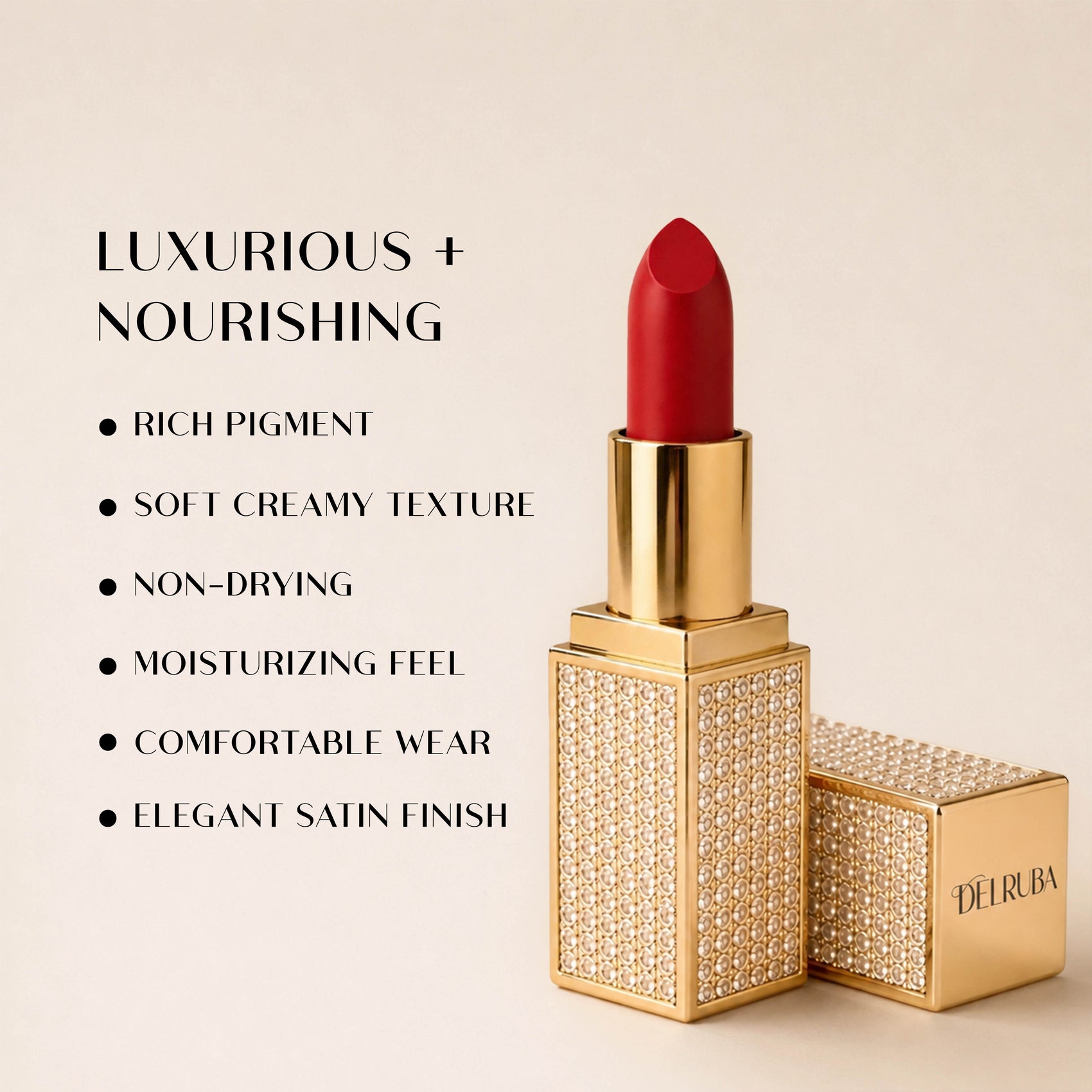 Delruba Velvet Diamond Lipstick – Creamy, Long-Lasting & Vegan Lipstick