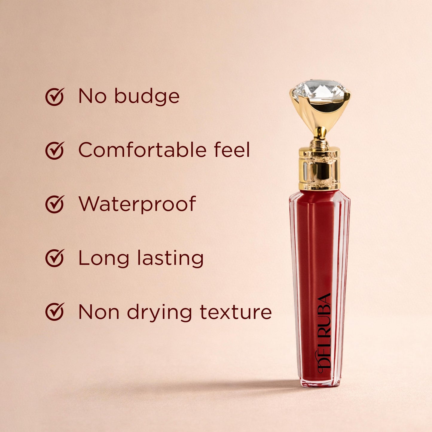 Delruba Diamond Matte Lipstick – Long-Lasting, Waterproof & Vegan Lipstick