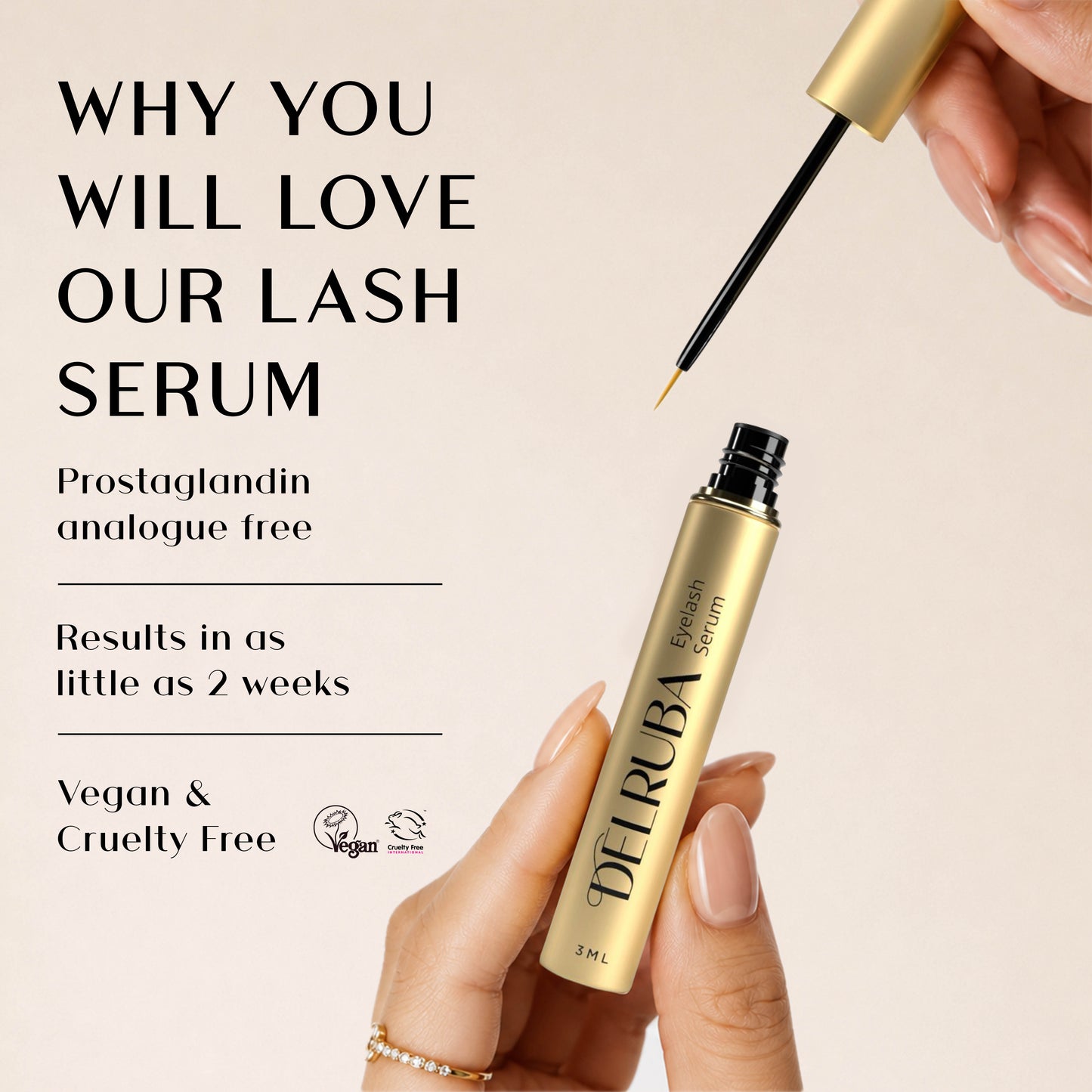 Delruba Eyelash Growth Serum – Lengthening, Thickening & Strengthening Lash Serum