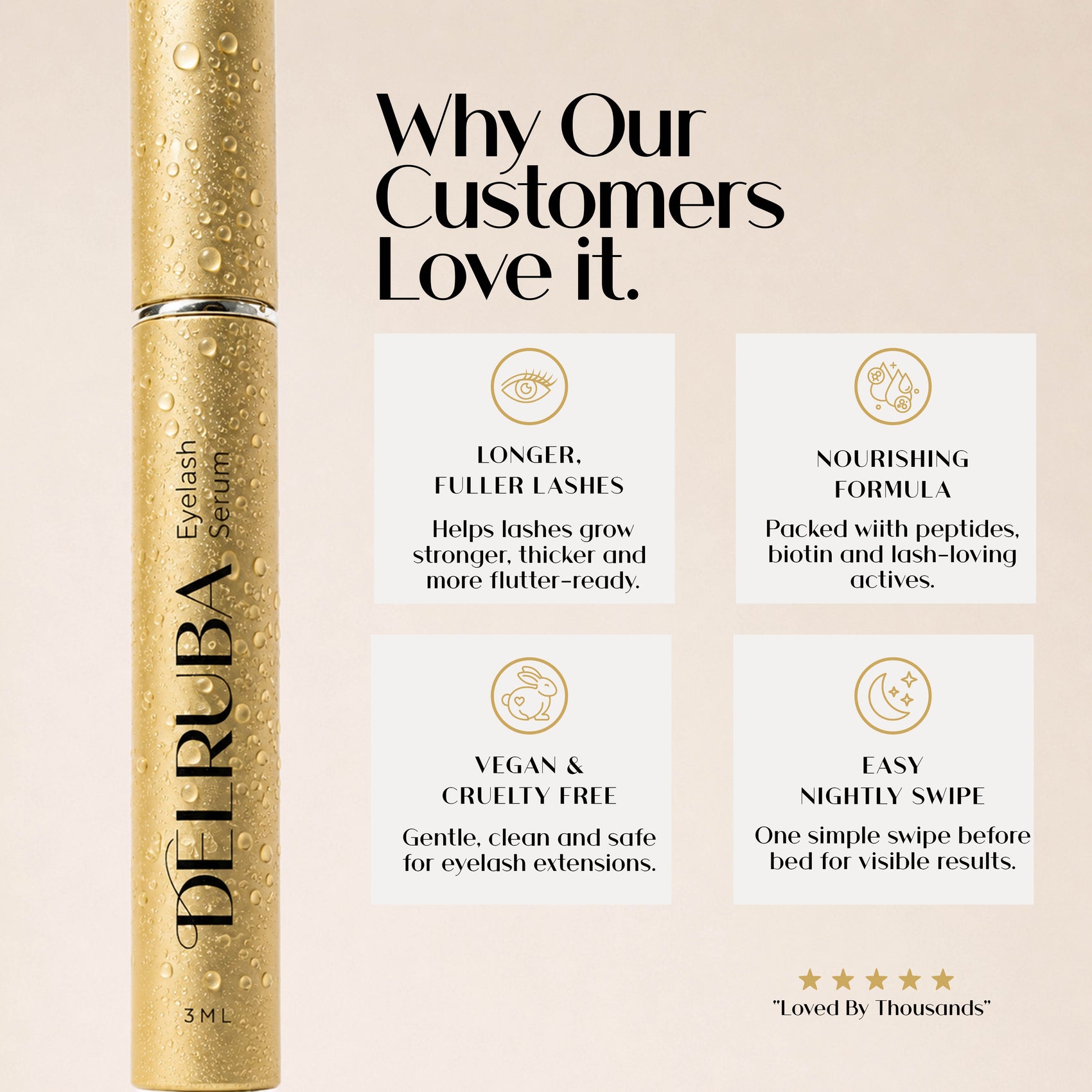 Delruba Eyelash Growth Serum – Lengthening, Thickening & Strengthening Lash Serum